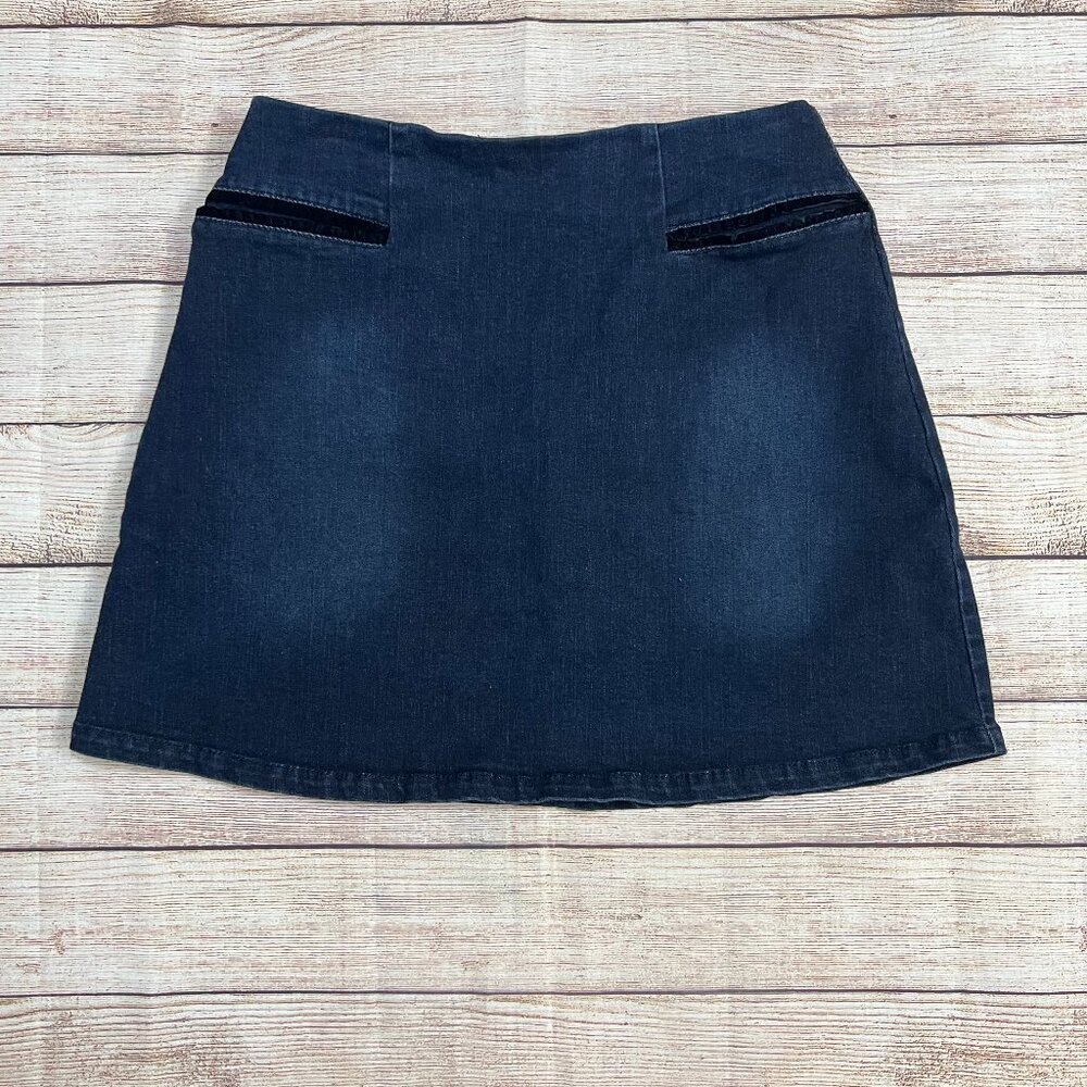 Copper Key Women's Medium Denim Mini Skirt Dark Wash Back Zip Casual A-Line